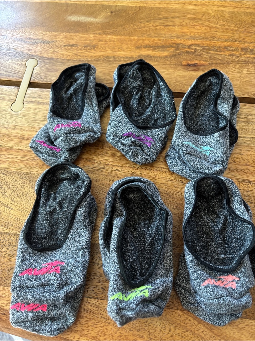 Avia Women's No-Show Liner Socks in Heather Gray with Accent Colors-6 Pairs